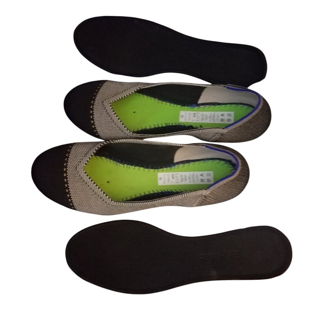 Rothy's Women's Mist Captoe Black Grey Comfy Ballet Flats Sz 9 - Picture 4 of 8